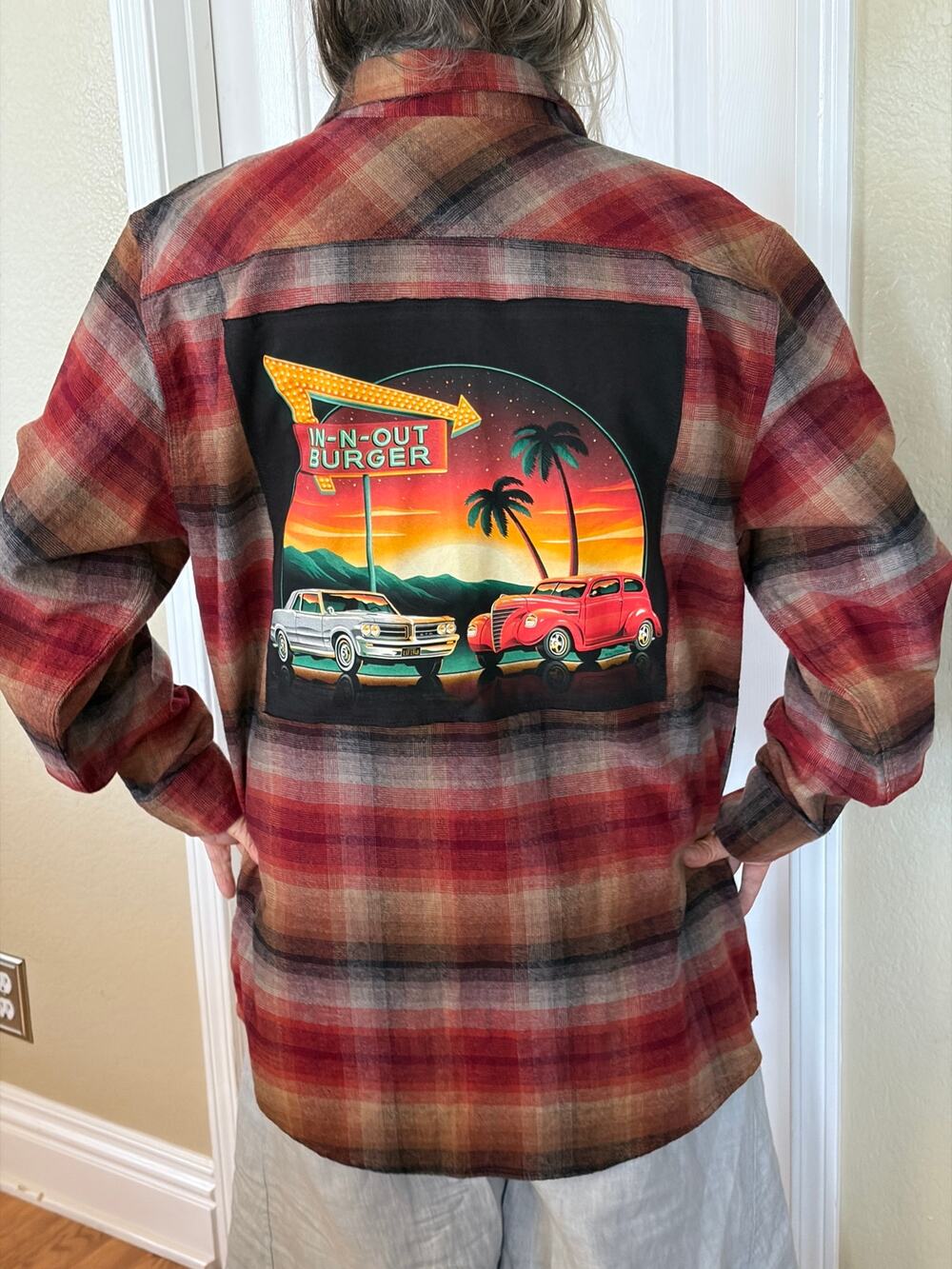 In n Out Upcycled Flannel Shirt Unisex Size XXL
